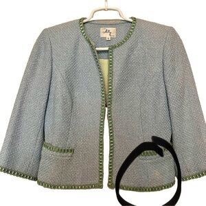 Milly of New York Gray Jacket with Green Trim Size 2